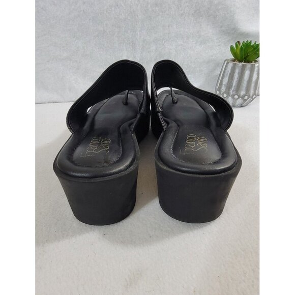 Franco Sarto Womens Black Cessa Wedge Sandals Slide Leather Upper Size 9.5M - Picture 7 of 10
